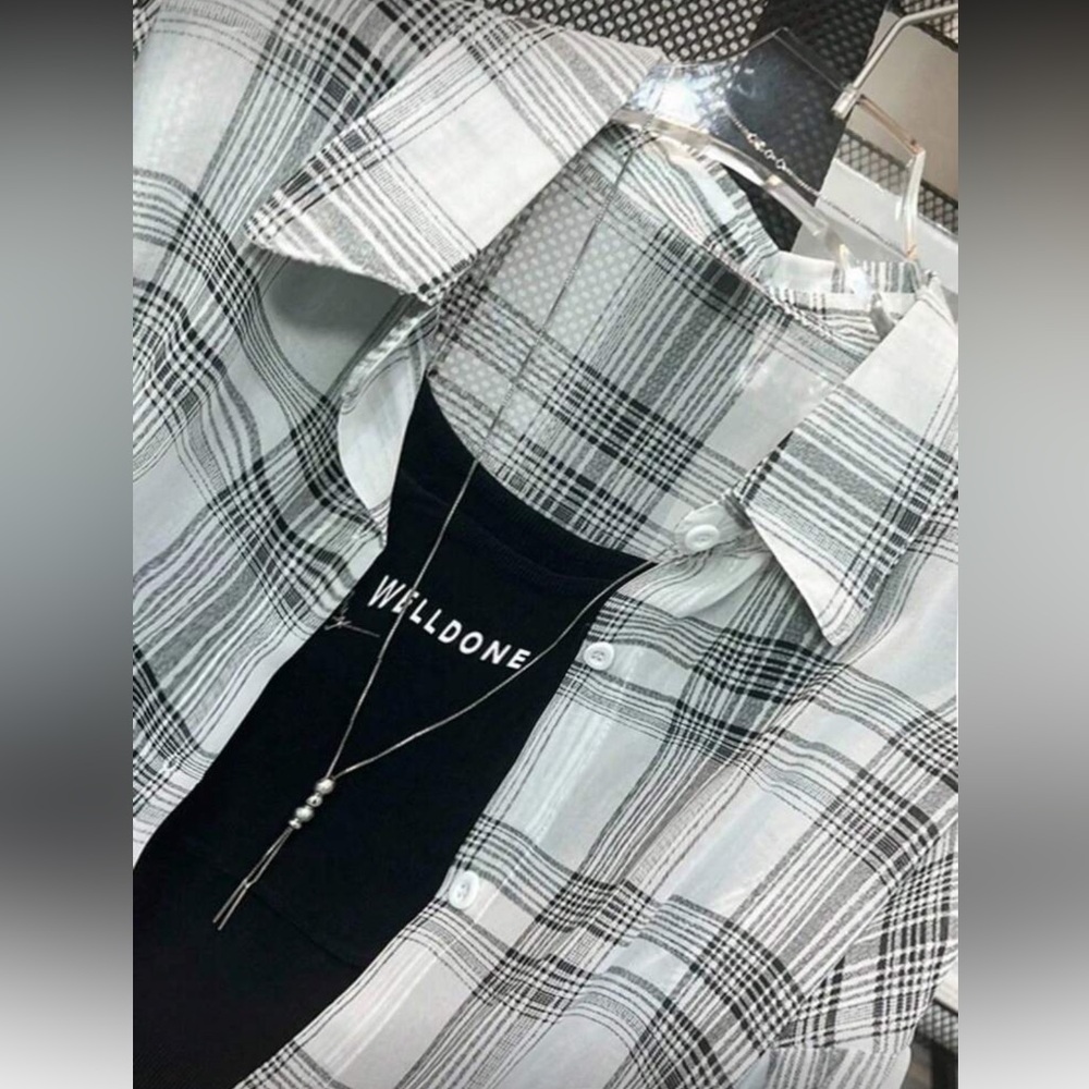 Women’s Semi Sheer Plaid Lightweight Loose